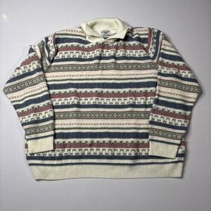 Vintage Alfred Dunner Sweater Mens 2XL Collared Knit Grandma Style Cottagecore